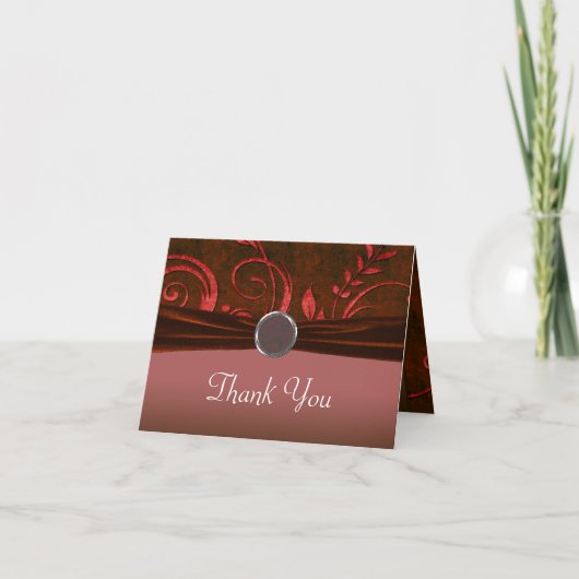 Ruby & Red Velvet Wedding Swirl Dankeskarte (Vorderseite)