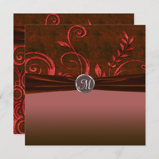 Ruby & Red Velvet Wedding Swirl Einladung (Vorne/Hinten)