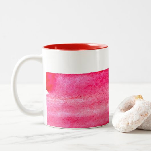 Ruby Red Wassercolor swish Zweifarbige Tasse (Mit Donut)