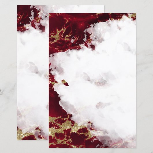 Ruby Red Watercolor Geode Blank Stationery (Vorne/Hinten)