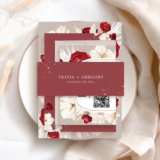 Ruby Red wedding Einladungsbanderole