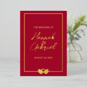 Ruby Red Wedding Foil Einladung (Stehend vorne)