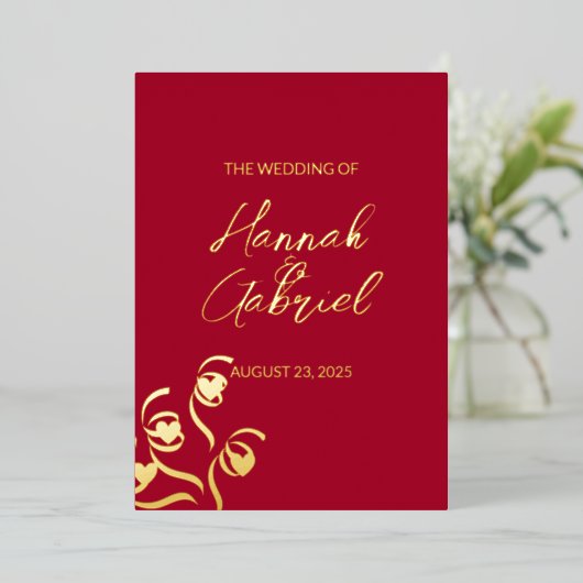 Ruby Red Wedding Foil Einladung (Stehend vorne)