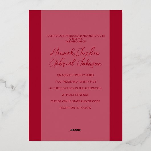 Ruby Red Wedding Foil Einladung (Rückseite)