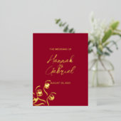 Ruby Red Wedding Foil Einladung Postcard (Stehend vorne)