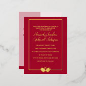 Ruby Red Wedding Foil Einladung UAWG Postcard (Vorderseite/Rückseite)