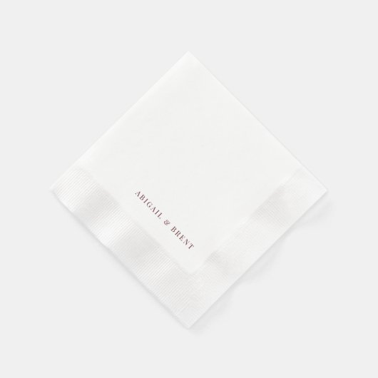 Ruby Red Weiße Personalisierte Geprägte Hochzeit Serviette (Ecke)