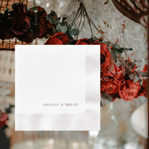 Ruby Red Weiße Personalisierte Geprägte Hochzeit Serviette