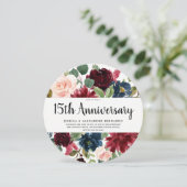 Ruby Red Wine Blume 15. Hochzeitstag Einladung (Stehend Vorderseite)