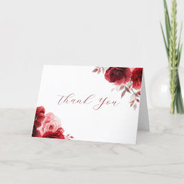 Ruby Red Wine Luxe Radiant Floral Wedding Dankeskarte