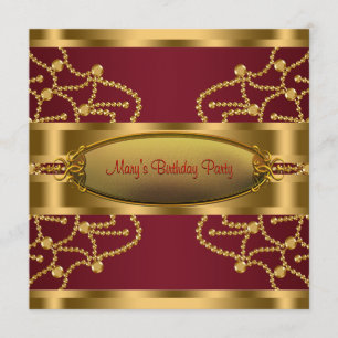 Ruby Red Wine und Burgund Gold Geburtstagsparty Einladung