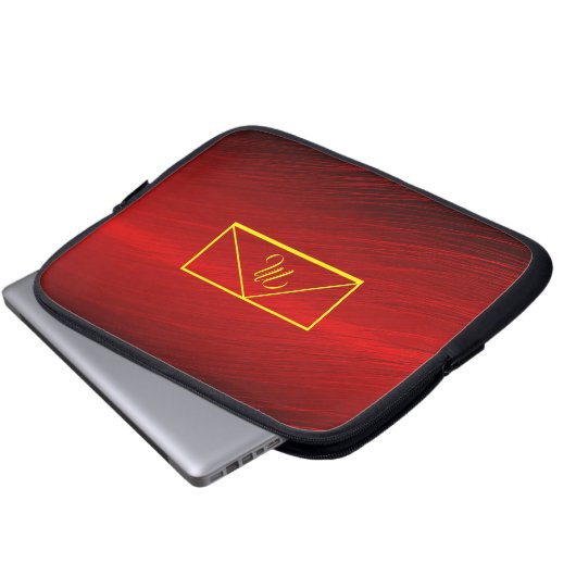 Ruby Red & Yellow Monogram Laptop Laptopschutzhülle (Vorne Knopf)
