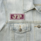 Ruby Red Zickzack ZigZag Stilvoll Mit Monogramm Namensschild (Beispiel)