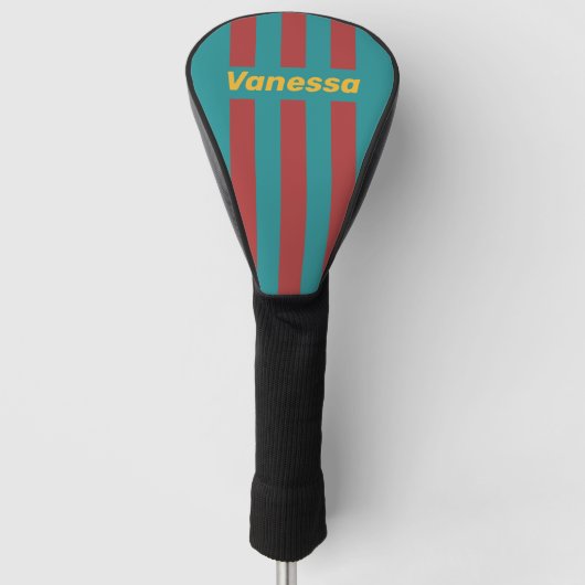 Ruby Reef Pin Streifen mit Namen Golf Headcover (Vorderseite)