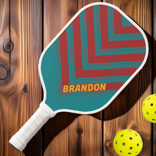 Ruby Reef Vintage Chevron Fade mit Namen Pickleball Schläger