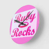 Ruby Rocks Design SWEET PINK Runde Wanduhr (Winkel)