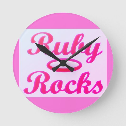 Ruby Rocks Design SWEET PINK Runde Wanduhr (Vorderseite)