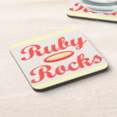 Ruby Rocks entwerfen Rot und Melasse Getränkeuntersetzer (Linke Seite)