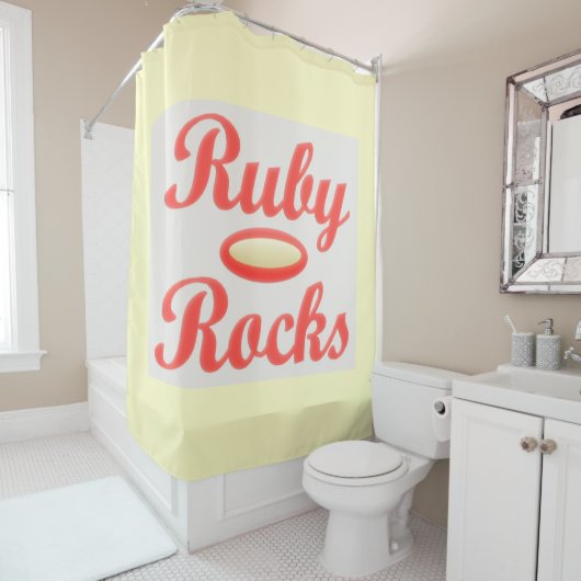 RUBY ROCKS RED UND CREAM Duschvorhang (Beispiel)