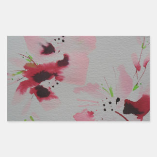 Ruby, rosa und Limone abstrakte Blume Spray Rechteckiger Aufkleber