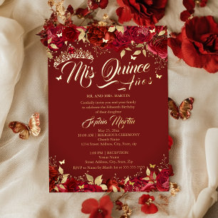 Ruby Rose Rot Mis Quince Quinceanera  Folieneinladung