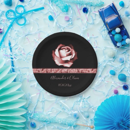 Ruby Rose Wedding Paper Plate Pappteller (Party)
