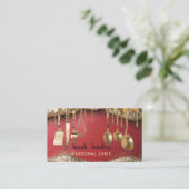 Ruby Rot & Gold Glitter-Drip-Personal-Chef  Visitenkarte (Stehend Vorderseite)