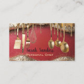 Ruby Rot & Gold Glitter-Drip-Personal-Chef  Visitenkarte (Vorderseite)