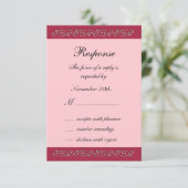 Ruby Rot, Rosa und Perlen RSVP Karte (Stehend Vorderseite)