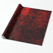 Ruby rot schwarz stilvoll floral vibranly elegant geschenkpapier (Ungerollt)