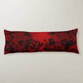 Ruby rot schwarz stilvoll floral vibranly elegant seitenschläferkissen (Rückseite)