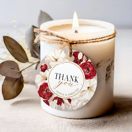 Ruby Rot und Weiß Blumen danke Geschenkanhänger