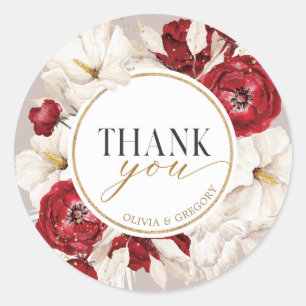 Ruby rot und weiß Blüten danke Ihnen Sticker