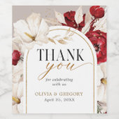 Ruby Rot-Weiß Blumen Hochzeit danke Weinetikett (Einzelnes Label)