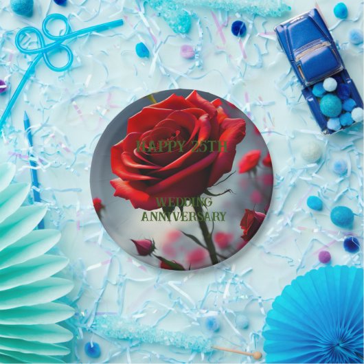 Ruby Rote Rose 25. Pappteller (Party)