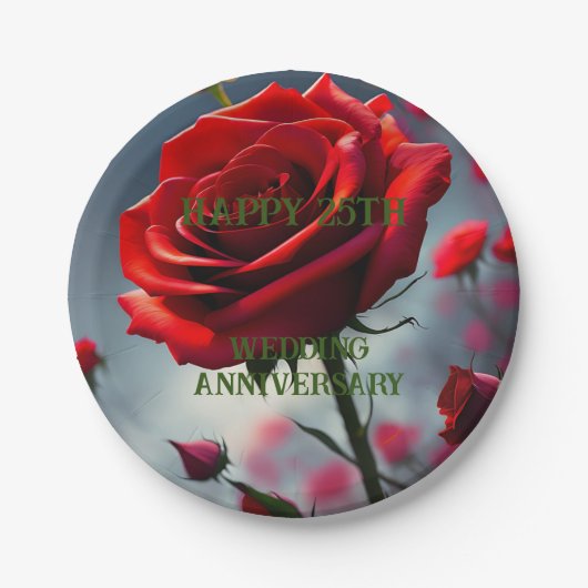 Ruby Rote Rose 25. Pappteller (Vorderseite)