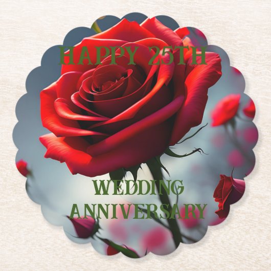 Ruby Rote Rose 25. Untersetzer (Vorderseite)