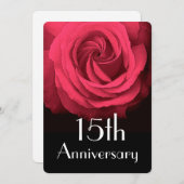 Ruby Rote Rose A02D zum 15. Hochzeitstag Einladung (Vorne/Hinten)