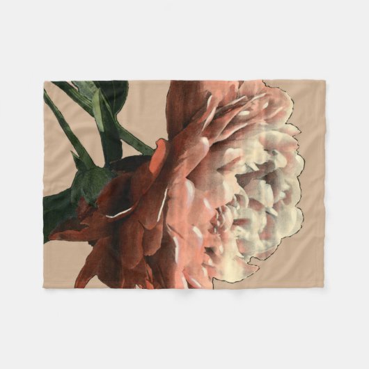 Ruby-Rote Rose mit weißen Akzenten Fleecedecke (Vorderseite (Horizontal))