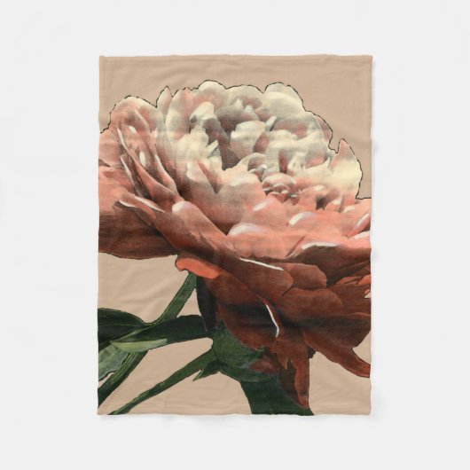 Ruby-Rote Rose mit weißen Akzenten Fleecedecke (Vorderseite)