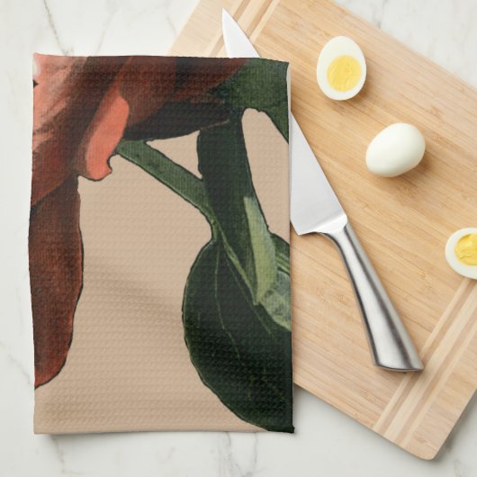 Ruby-Rote Rose mit weißen Akzenten Geschirrtuch (Viertel Falte)