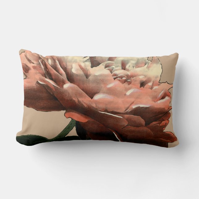 Ruby-Rote Rose mit weißen Akzenten Lendenkissen (Vorderseite)