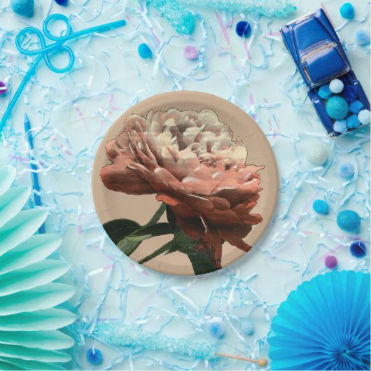 Ruby-Rote Rose mit weißen Akzenten Pappteller (Party)