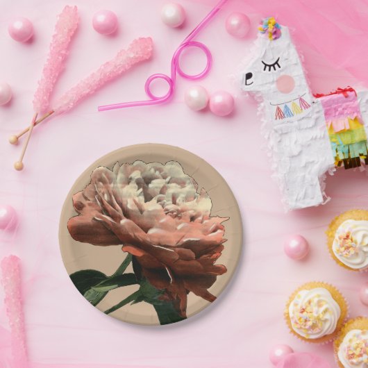 Ruby-Rote Rose mit weißen Akzenten Pappteller (Party)