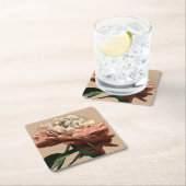 Ruby-Rote Rose mit weißen Akzenten Rechteckiger Pappuntersetzer (Vor Ort)