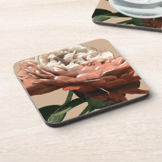 Ruby-Rote Rose mit weißen Akzenten Untersetzer (Linke Seite)