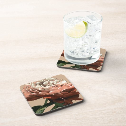 Ruby-Rote Rose mit weißen Akzenten Untersetzer (Rechte Seite)