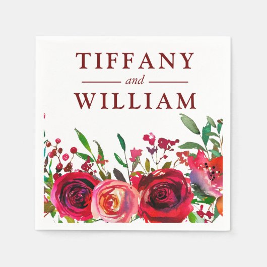 Ruby Rote Rose Romantische Jeder Anlass Napkin Serviette (Vorderseite)