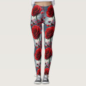 Ruby Rote Rose Stem and Buds, Leggings (Vorderseite)