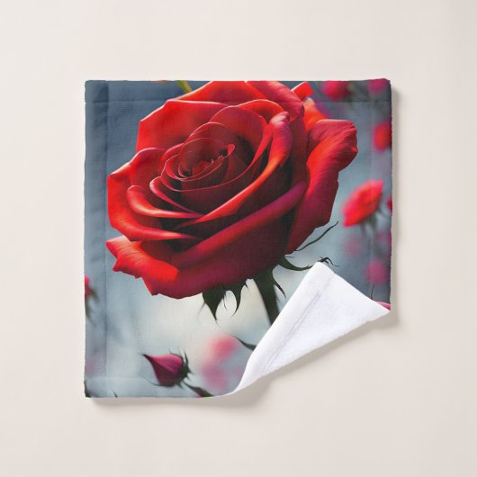 Ruby Rote Rose Stem and Buds, Waschlappen (Waschlappen)